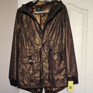 all in motion Metallic Gold and Black Hooded Utility Jacket